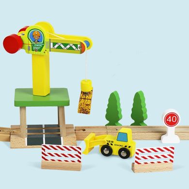 Дитяча іграшкова залізниця з дерева EdWone, 80 деталей (Brio, Ikea, Playtive) E21A09