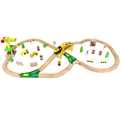 Дитяча іграшкова залізниця з дерева EdWone, 70 деталей (Brio, Ikea) E21C17, Без електро локомотива