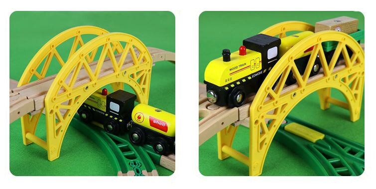 Детская игрушечная железная дорога из дерева EdWone, 70 деталей (Brio, Ikea) E21C17, Без электро локомотива