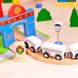 Залізниця з дерева дитяча Acool Toy, 80 деталей, 62x83 (Brio, Ikea, Playtive) AC7506, Без електро локомотива