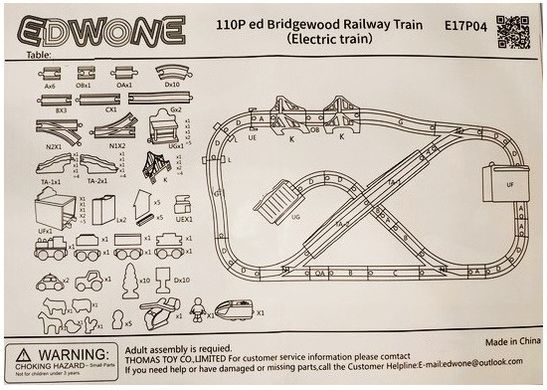 Дитяча іграшкова залізниця з дерева EdWone, 110 деталей (Brio, Ikea) E21A04, E17P04