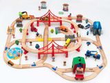Детская игрушечная железная дорога из дерева Iekool, 110 деталей, 102x115 (Brio, Ikea, Playtive)