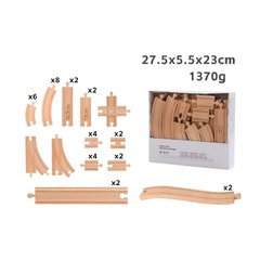 Набор деревянных рельсов для железной дороги из дерева 37 шт. (Edwone, Iekool, IKEA, Brio)