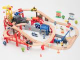 Детская игрушечная железная дорога из дерева Iekool, 90 деталей, 102x65 (Brio, Ikea, Playtive)