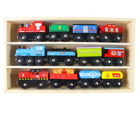 Набор поездов и вагонов 12 шт к деревянной дороге Brio, Ikea lillabo, Edwone и другим E16C01