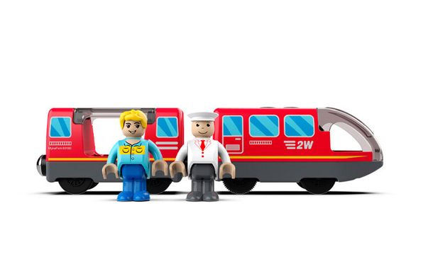 Электрический локомотив с вагонами Myka Fort, 3+ (Edwone, Brio, Ikea) Красный