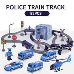 Дитяча залізниця "Поліцейська станція", 92 деталі, синій (AU6882AB), Електро локомотив