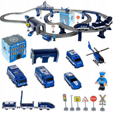 Дитяча залізниця "Поліцейська станція", 92 деталі, синій (AU6882AB), Електро локомотив