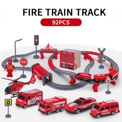 Дитяча залізниця "Пожежна станція", 92 деталі, червоний (AU6883AB), Електро локомотив