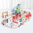 Дитяча іграшкова залізниця з дерева Iekool, 110 деталей, 115x85 (Brio, Ikea, Playtive)