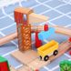 Дитяча іграшкова залізниця з дерева Iekool, 70 деталей, 102x52 (Brio, Ikea, Playtive), Електро локомотив