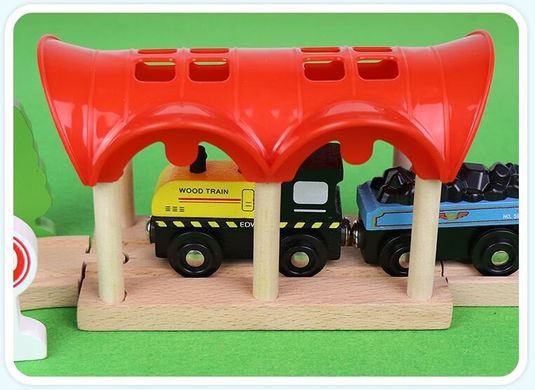 Дитяча іграшкова залізниця з дерева EdWone, 80 деталей (Brio, Ikea) E18A11, E21A10
