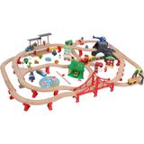 Дитяча іграшкова залізниця з дерева Iekool, 121 деталь, 120x90 (Brio, Ikea, Playtive) GD-IK