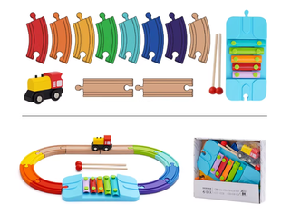 Залізнична дорога з дерева Edwone 14 шт (сумісний з Brio, Ikea), E23C02