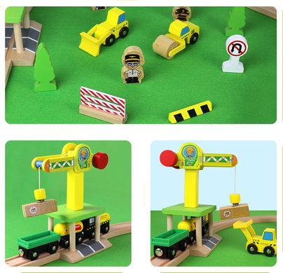 Детская игрушечная железная дорога из дерева EdWone, 70 деталей (Brio, Ikea) E16A10, E21A17