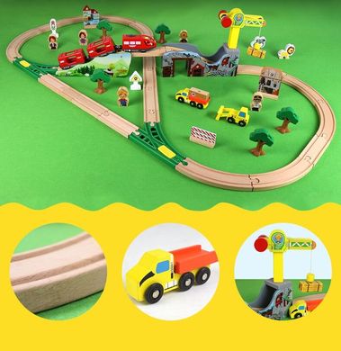 Дитяча іграшкова залізниця з дерева EdWone, 70 деталей (Brio, Ikea, Playtive) E16A09
