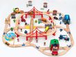 Дитяча іграшкова залізниця з дерева Iekool, 110 деталей, 102x115 (Brio, Ikea, Playtive), Електро локомотив