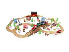 Детская игрушечная железная дорога из дерева EdWone, 100 деталей (Brio, Ikea, Playtive) E17P02, Электро локомотив