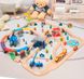 Детская игрушечная железная дорога из дерева Iekool, 110 деталей, 100x95 (Brio, Ikea, Playtive), Без электро локомотива