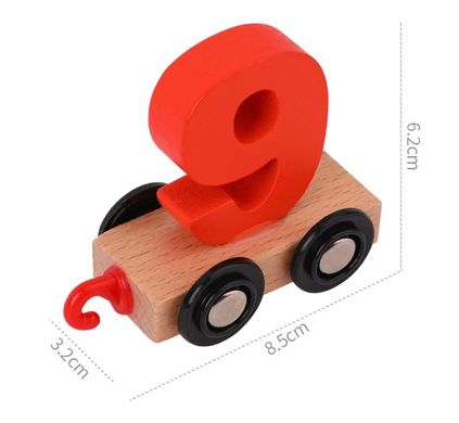 Розумний паравозик з дерева, 11 шт з цифрами 0-9 (сумісно з Edwone, Brio, Ikea)