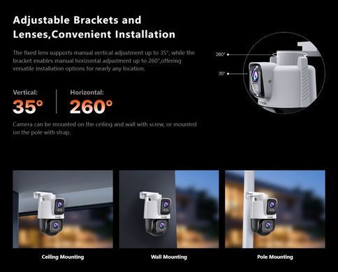 Tenda TC3H210C - подвійна вулична камера 2x5 МП з Wi-Fi 6