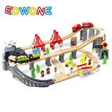 Дитяча іграшкова залізниця з дерева EdWone, 70 деталей (Brio, Ikea, Playtive) E21A30