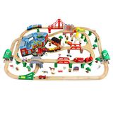 Дитяча іграшкова залізниця з дерева EdWone, 168 деталей (Brio, Ikea) E21A07