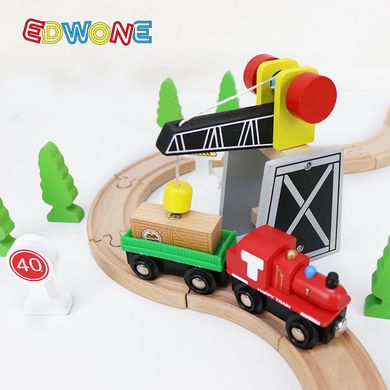 Дитяча залізниця з дерева EdWone, 69 деталей (Brio, Ikea, Playtive) E22C29