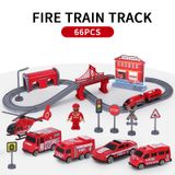 Дитяча залізниця "Пожежна Станція", 66 деталей, червоний (AU1883)