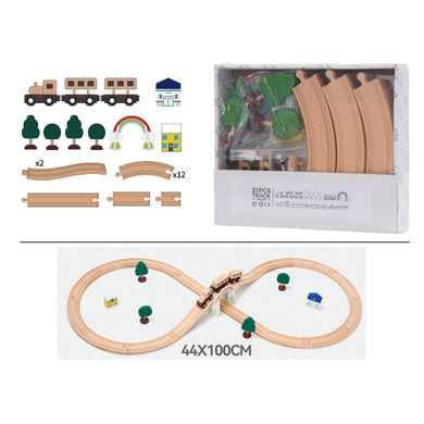 Набір деревяних рейок для залізниці з дерева 31 шт. (Edwone, Iekool, IKEA, Brio)
